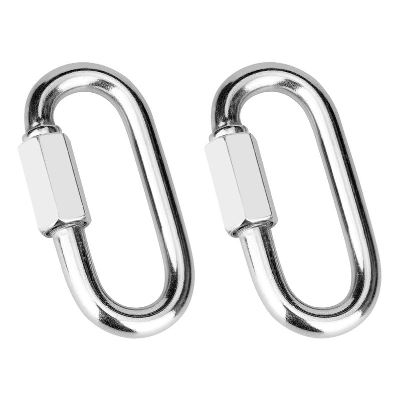 Vmuter 2 Pcs 3 Inch 304 Heavy Duty Stainless Steel Screw Chain Quick Links, 1540LB Capacity Carabiner Connector for Camping Outdoor Equipment Locking Hammocks Harness Leash - Image 1